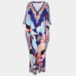 Emilio Pucci Silk Multicolor Jersey Maxi Dress/Kaftan